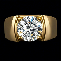 Prêt à expédier - Bague pour homme en argent 925 avec sertissage griffe et moissanite 3 carats GRA - Bague de fiançailles et de mariage