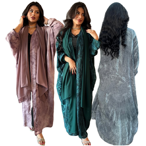 Nouvelle Abaya haut de gamme pour femmes musulmanes, robe en mousseline de soie, kaftan, robe Abaya, vêtements islamiques de Dubaï, ensemble Abaya avec foulard - Product Image 1