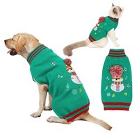 Tenue de Noël pour chien : Pull tricoté pour animal de compagnie avec bonhomme de neige et pompon, motif à carreaux Buffalo, pour séance photo de Noël