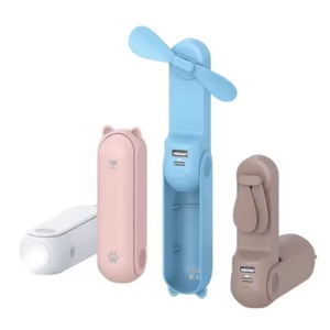 Ventilateur portable 3-en-1 rechargeable par USB 4800 mAh avec support et lampe torche, idéal pour la voiture et l'extérieur - Product Image 1