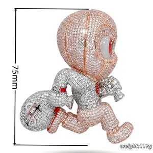 Colgante Personalizado CZ Iced Out de Ladrón Enmascarado, Joyería Hip Hop de Latón, Colgante de Dibujos Animados Personalizado para Regalo de Hombre - Product Image 4