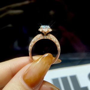 Anillo de Moissanita de oro rosa de 18 quilates con diamantes completos de la Vía Láctea, 1 quilate para mujer, joyería de plata de ley 925, regalo de boda - Product Image 3