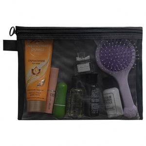 Sac de rangement cosmétique en nylon transparent avec fermeture éclair, pochette de voyage multifonctionnelle portable en maille avec fermeture éclair pour le maquillage - Product Image 5