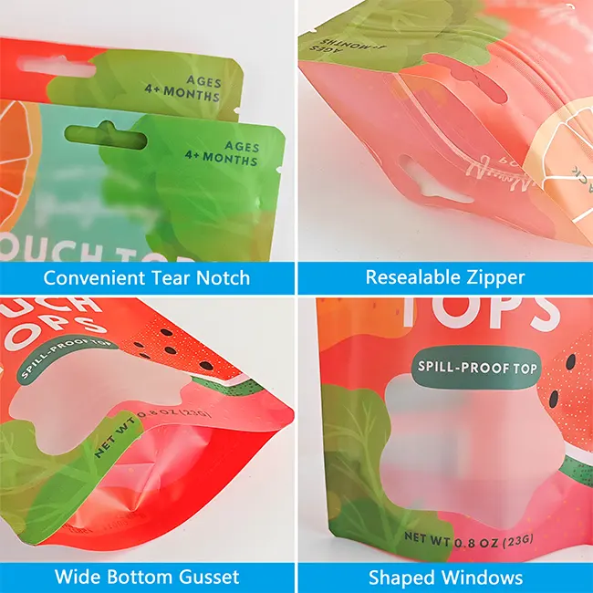 Impresión personalizada Stand Up Packaging bolsa resellable plástico laminado Mopp mate esmerilado ventana Ziplock bolsa con agujero Euro