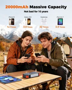 Batterie Externe Solaire 20 000 mAh avec Générateur à Manivelle, Chargeur Portable Sans Fil et Lampe Torche pour Camping en Extérieur et Urgences - Produits Phares - Product Image 6