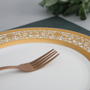 وصل حديثًا فاخر بحافة ذهبية طبق للمنزل والفندق ومطعم الزفاف بانك - Product Image 3