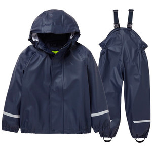 Ensemble imperméable unisexe pour enfants, veste et pantalon de pluie, vêtements écologiques en PU, pour les activités de plein air, les jeux de sable, imperméables et chauds - Product Image 2
