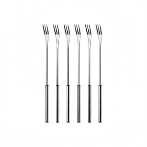 Nouvelles fourchettes à fondue au fromage chromées, lot de 6, en acier inoxydable, manche long, pour faire fondre et servir le fromage - Product Image 2