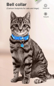 Collier pour chien et chat en nylon écologique personnalisé avec logo de marque, motif empreinte de patte de chat, style classique/moderne, coloré, vente en gros - Product Image 3
