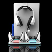 Support Multifonctionnel de Refroidissement pour Console PS Slim/Pro, Station de Charge pour Manette et Rangement de Disques de Jeu, Support de Casque, Accessoire de Jeu en ABS