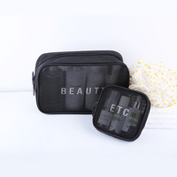 Trousse de maquillage à fermeture éclair pour femmes pochette organisateur Logo personnalisé sac cosmétique en maille de voyage pour trousse de toilette trousse de lavage de beauté stockage