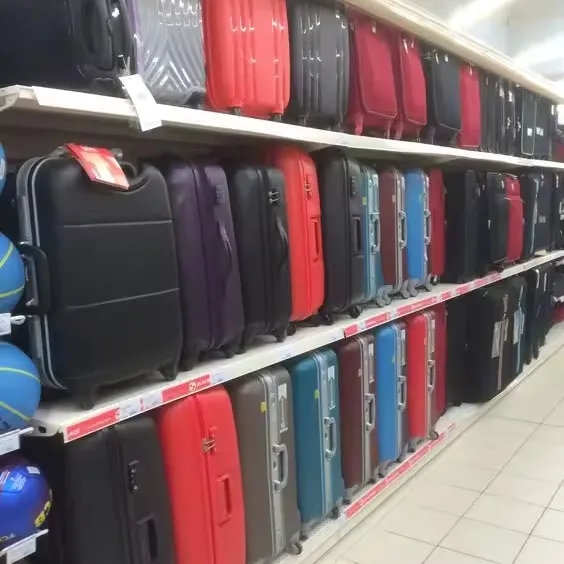 Présentoir à bagages en bois avec étagères supermarché et sac de voyage montages de magasin support de valise pour magasin de détail