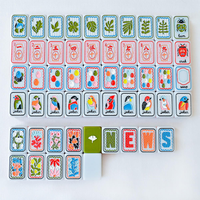Jeu de Mahjong Américain Nature Botanical en Acrylique Blanc, Feuillage Tropical, Oiseaux Colorés, Fleurs Sauvages – Cadeau Unique pour Soirée Jeu