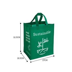 OEM/ODM rpet özel logo alışveriş olmayan dokuma kullanımlık alışveriş çantası şarap