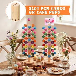 Support à gâteaux en bois rond pour table, présentoir pour desserts, fêtes, mariages, décoration durable en bois massif, artisanat DIY - Product Image 1