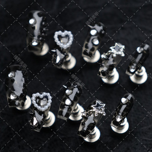 Bonne qualité ongles longs amande miroir ongles nus conseils dessiner esprit noir chauve-souris Art <span class=keywords><strong>faux</strong></span> ongles approvisionnement personnalisé presse sur les ongles - Product Image 3