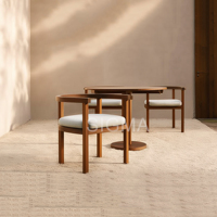 Ensemble de salle à manger extérieur moderne pour hôtel, villa, cour, jardin, parc, tables et chaises de patio en teck