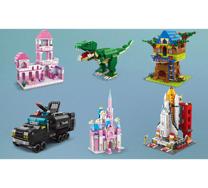 6 em 1 espaço construção brinquedo educativo 1000 pcs plástico blocos de construção cor saco peças conjunto para construção de tijolos - Product Image 3