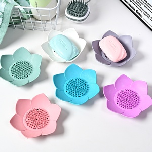Porte-savon en silicone de qualité alimentaire en forme de lotus, antidérapant, sans accumulation d'eau, pour salle de bain, cuisine, hôtel, universel - Product Image 6