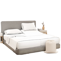 Parure de lit 5 pièces moderne en coton égyptien 100% (1000 fils) respirante et rafraîchissante, taille Split King, lavable en machine, douce et profonde