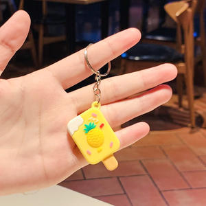 2025 populaire 3d caoutchouc porte-clés corde mignon été fruits pêche pastèque myrtille Orange porte-clés crème glacée porte-clés cadeau - Product Image 5