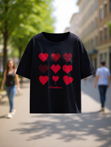 T-shirt da donna Kitishima a maniche corte, vestibilità ampia, con motivo a cuore classico, top casual estivo girocollo in jersey 100% cotone - Product Image 2