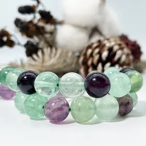 Wholesale Natural Fluorite Gemstone Loose Beads For Jewelry Making DIY Handmade Crafts 4mm 6mm 8mm 10mm 12mm