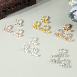 Clip-on Earrings Screw U-shape Zinc Alloy White Gold Silver Color <b>Retaining</b> Electroplated For Ear <b>Piercings</b> - Product Image 1