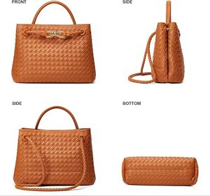 Custom PU Leather Hand woven Designer Tote Bag Retro All-match <b>Large</b> Capacity Commuting Crossbody Single shoulder Handbag - Product Image 3