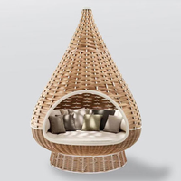 Chaise longue de jardin en rotin PE avec design créatif en forme de cage à oiseaux, vente chaude en usine