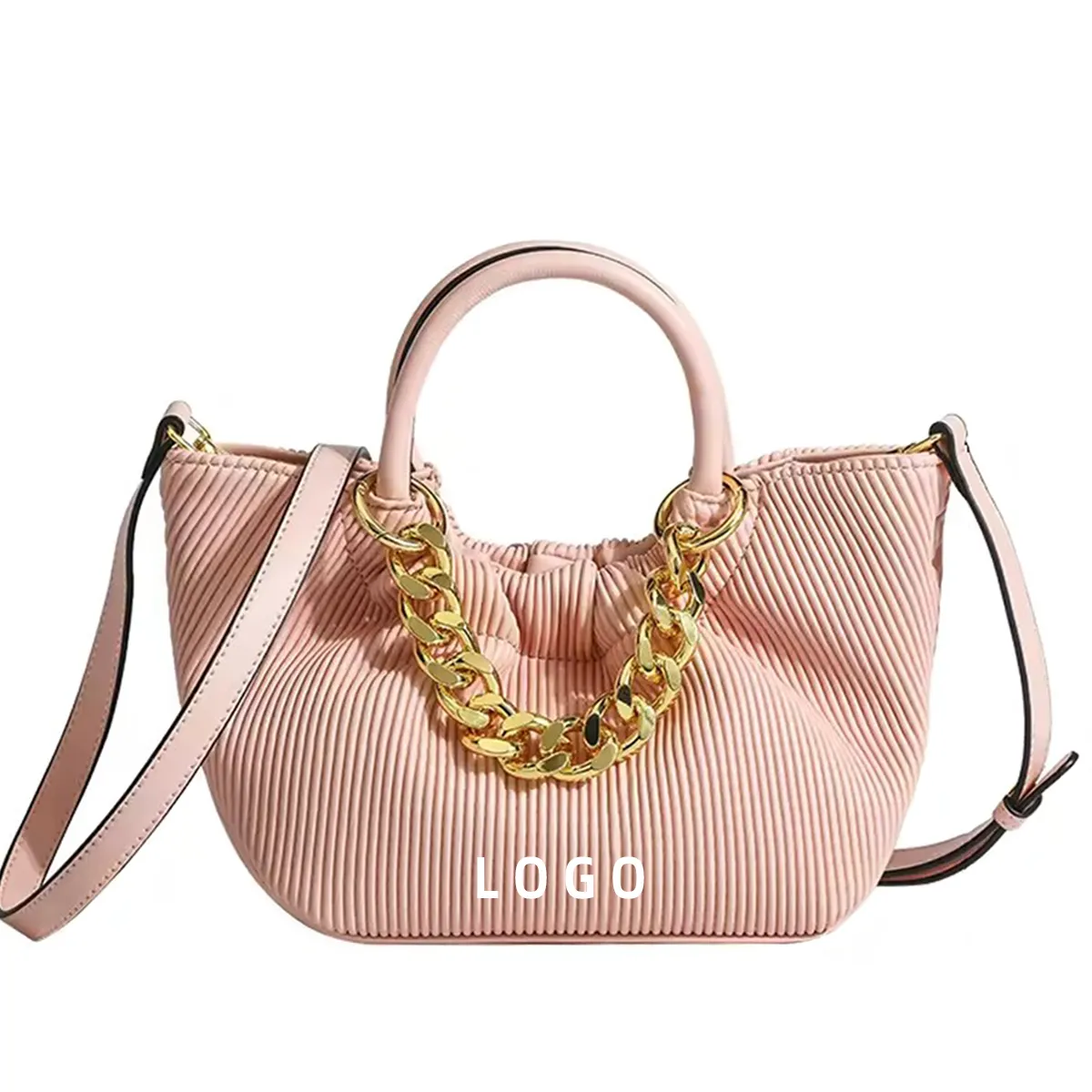 Sac Mains Femme Oem Customized Pu Leather Chain Tote Hand Bag Fashion Latest Ladies Shoulder Bags Handbags for Women Luxury