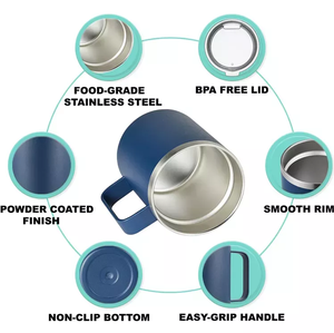 <span class=keywords><strong>Tasse</strong></span> à eau en acier inoxydable imprimée avec logo avec poignée Gobelet à double paroi Gobelet de 12oz <span class=keywords><strong>Tasse</strong></span> de voyage à café avec poignée Tasses Tumblr - Product Image 6