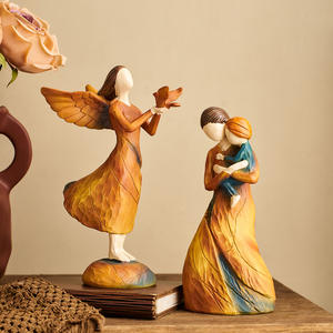 Figurine d'ange créative en résine imitation bois, sculpture artisanale, ornement de <span class=keywords><strong>bureau</strong></span>, <span class=keywords><strong>décoration</strong></span> de la maison, <span class=keywords><strong>décoration</strong></span> de table de salon, cadeaux d'art - Product Image 3