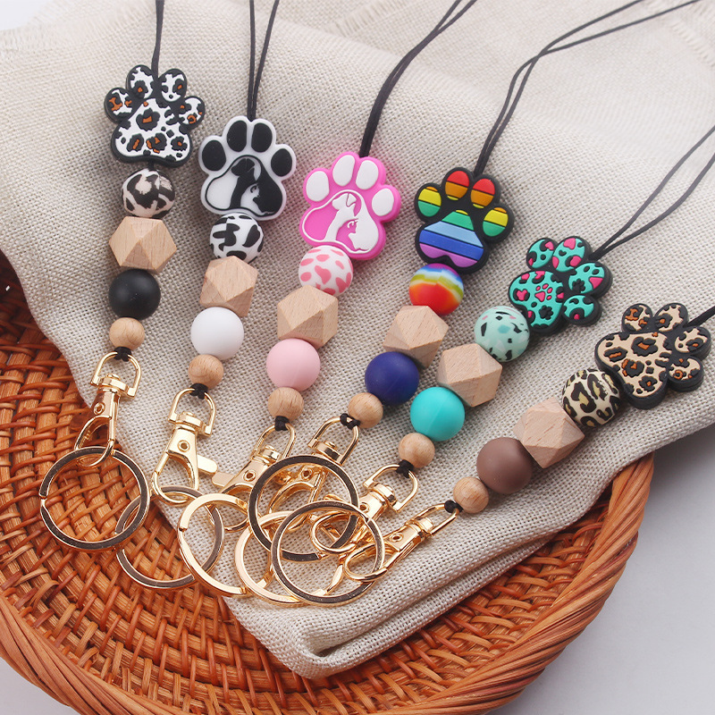JY Creative Silicone Beaded Lanyard Keychain Necklace Practical Anti-loss Lanyard Jewelry for Teacher Students Image 5