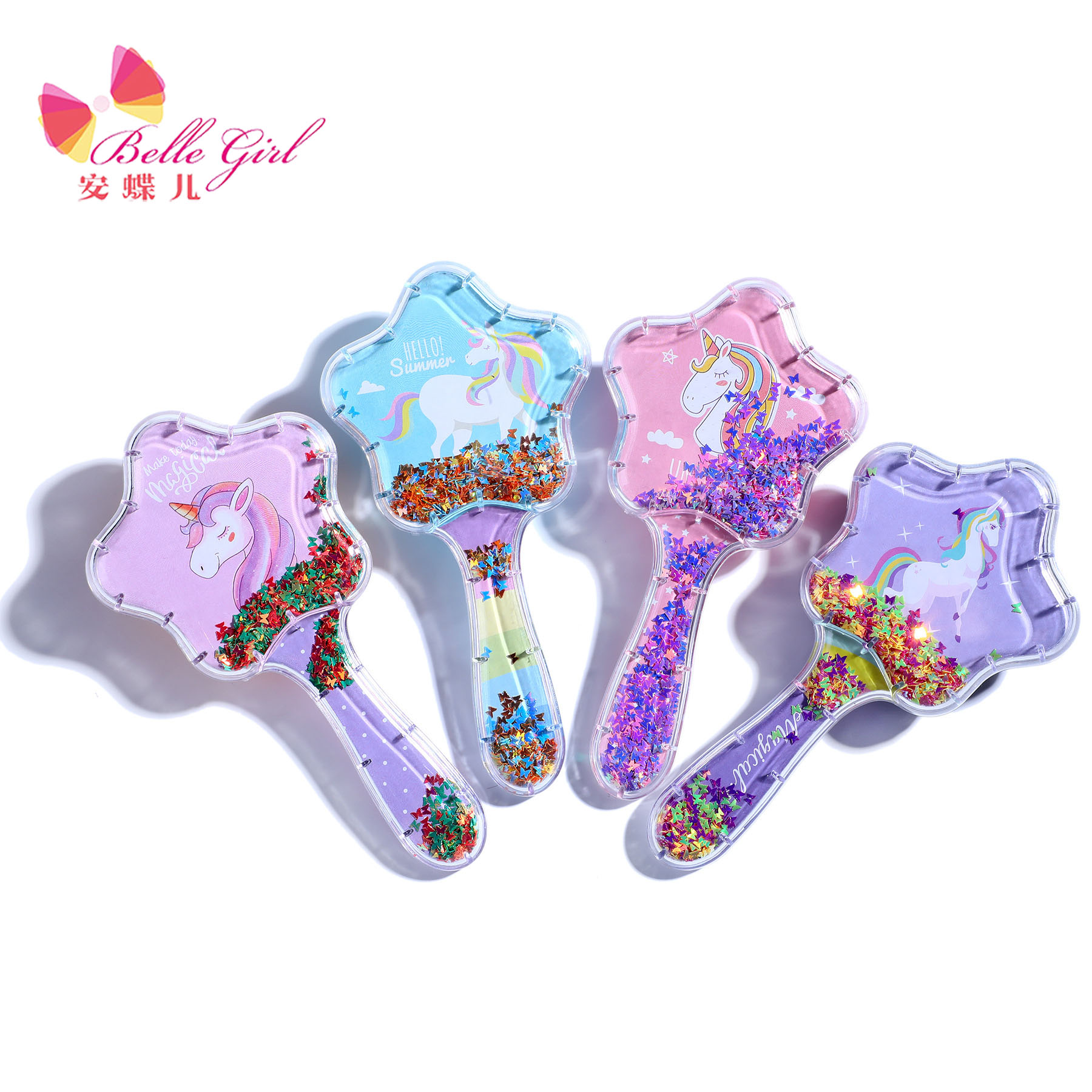 Новое поступление весенней коллекции 2022, аксессуары для волос на заказ, пластиковые гребни для волос с блестящими звездами и подушками безопасности для женщин