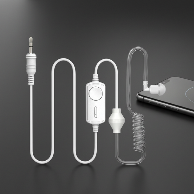 3.5mm Anti Radiation Earphone White Single Earphone With Mic for Mobile Phone Air Tube Wired Headphone Headset