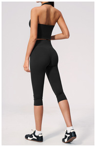 Leggings Neri <span class=keywords><strong>a</strong></span> Zampa d'Elefante, Shorts Neri, Canotta da Donna, Pantaloni Capri da Donna, Nuovo Reggiseno Sportivo, Abbigliamento da Palestra Organico - Product Image 5