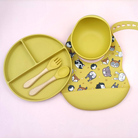 Vaisselle pour bébé en gros, 100% qualité alimentaire, sans BPA, ensemble d'alimentation pour enfants avec séparateur, bol à ventouse en silicone pour bébé