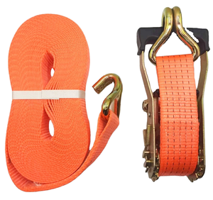Sangles d'arrimage à <span class=keywords><strong>cliquet</strong></span> pour camion, 50 mm, 3000 kg, 5000 kg, 6 m, 8 m, 9 m, 10 m, avec double crochet en J, polyester, contrôle de la cargaison, pas cher - Product Image 1