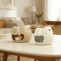 Brûleur d'aromathérapie en céramique élégant et minimaliste, chauffe-cire blanc et noir stylé avec support pour bougie chauffe-plat