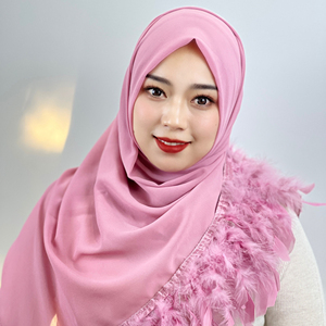 Plumas de color puro Gasa Hijab Telas Bufandas Hijab musulmán Proveedor Accesorios de fiesta de alta calidad Malasia Fancy <span class=keywords><strong>Shayla</strong></span> - Product Image 1