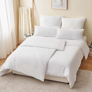 Vente directe usine Yintex OEM ODM – Ensemble de literie 4 pièces blanc uni avec housse de <span class=keywords><strong>couette</strong></span>, taies d'oreiller, fermeture éclair, infroissable, toutes saisons, certifié Oeko-Tex - Product Image 3
