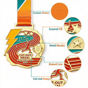 Medallas con Forma Personalizada, Premios Metálicos Creativos con Cintas, Medallas Deportivas Personalizadas para Actividades Escolares, Suministro de Fábrica - Product Image 4