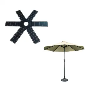 New arrival solar power beach umbrella with portable solar power panel system for outdoor camping