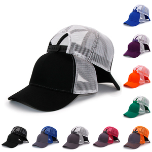 Gorro de camionero liso de 6 paneles de algodón de <span class=keywords><strong>color</strong></span> sólido, gorra deportiva formal de calle al por mayor, gorra de malla en blanco, parches bordados con logotipo personalizado - Product Image 2