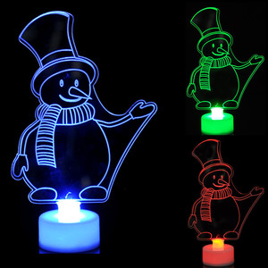 Luz Nocturna LED de Navidad con Cambio de Color, Lámpara Electrónica Acrílica, Adorno de Santa Claus y Torre Eiffel, Decoración para Fiestas en Casa, Funciona con Batería - Product Image 3