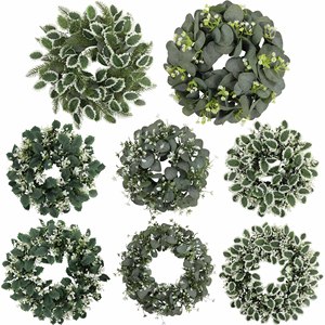 Artificial Eucalyptus Wreath Natural <b>Green</b> Foliage <b>Garland</b> Decor For Home Dining Table Holiday Party Tabletop Ornament - Product Image 5