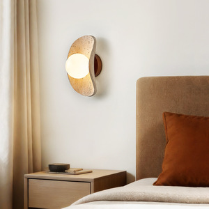 Lampe murale vintage en travertin naturel 25 cm, style Wabi Sabi, pour chambre à coucher ou salon - Product Image 4