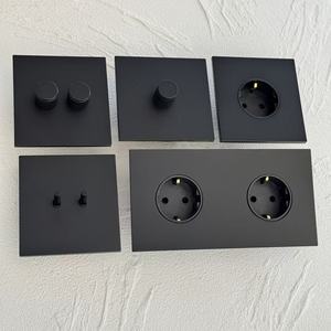 Stopkontak Ganda 16A 10A UK dengan USB-C, Sakelar Dinding Modern Matte Black Stainless Steel, 250V 86 <span class=keywords><strong>Gang</strong></span> RJ45 - Product Image 2