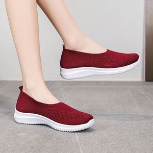 Chaussures plates confortables et décontractées pour femmes, style ballerines à bout rond, en maille respirante tricotée, vente en gros - Product Image 4